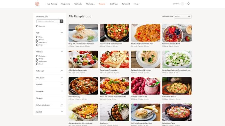 Die Rezeptdatenbank von Gymondo ist vielseitig und enthält viele leckere und gesunde Gerichte, die dein Sportprogramm unterstützen.