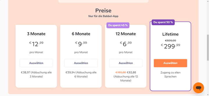 Die Preise für die Lernapp von Babbel im Überblick