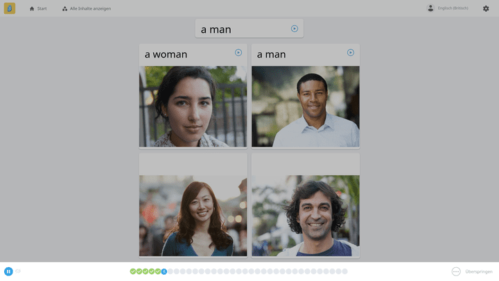 Übungen für Wortschatz, Grammatik und Co. sind zwar vom Kern her unterschiedlich – sie sehen aber trotzdem im Grunde exakt gleich aus. Wegen der Immersion werden Grammatikregeln auch gar nicht erklärt; stattdessen sollst du sie dir selbst herleiten.