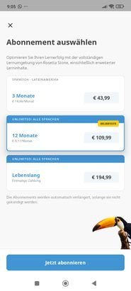 Die Preise von Rosetta Stone in der Übersicht. Beachte bitte: Mobil und über die Webseite gelten ggf. unterschiedliche Preise!