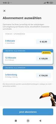 Das Unternehmen von Rosetta Stone bietet verschiedene Tarife