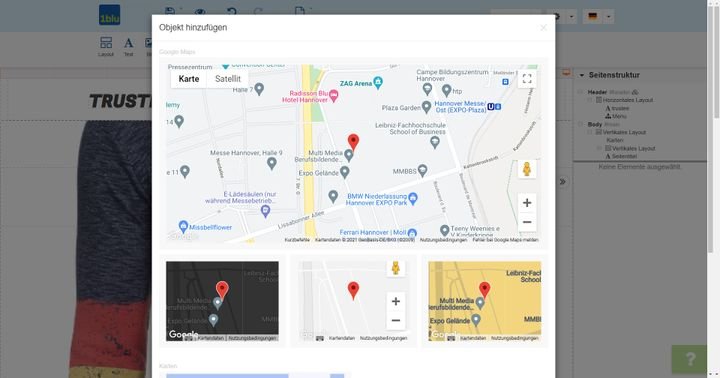 Holen Sie sich nützliche Inhalte wie Bilder, Karten oder Formulare auf Ihre Seite