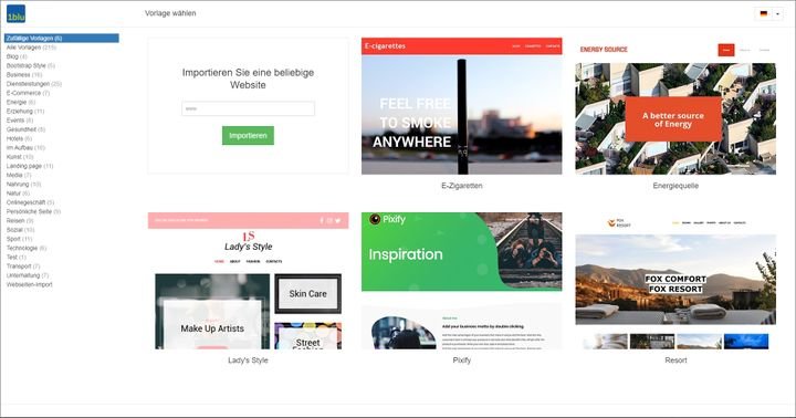 Die Templates des 1blu-Webbaukastens