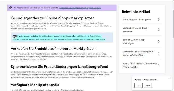 Die Marktplatzanbindungen zu Amazon und Co. sind in Deutschland nicht verfügbar