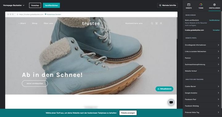 Der Editor von GoDaddy