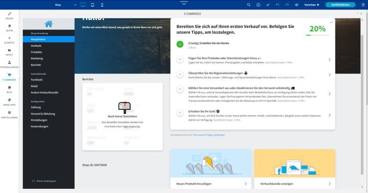 IONOS Online-Shop bietet Ihnen eine Einstiegshilfe für die Einrichtung des Shops