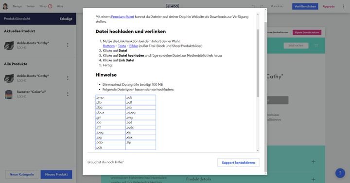 Jimdo Online-Shops erlaubt Ihnen, digitale Inhalte anzubieten