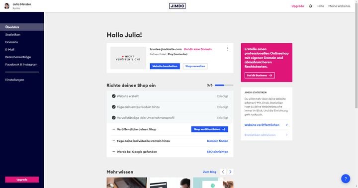 Navigieren Sie zügig durch das schlicht gehaltene Backend
