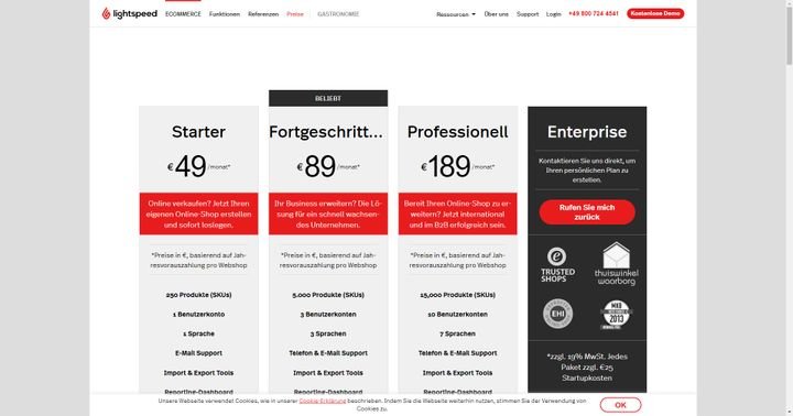 Die Preise von Lightspeed