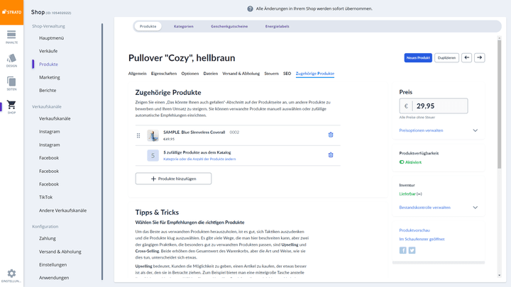 Steigere deine Umsätze, indem zu weitere Produktvorschläge zu deinen Artikeln anzeigen lässt