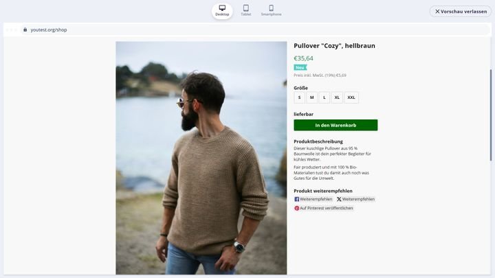 So oder so ähnlich könnte eine deiner Produktseiten aussehen