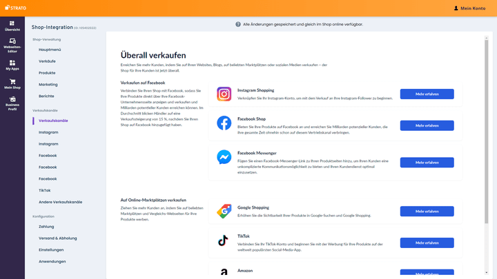 Werbe und verkaufe auf verschiedenen Plattformen