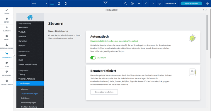 Der IONOS Shop berechnet Steuersätze automatisch nach Standort deiner Käufer:innen