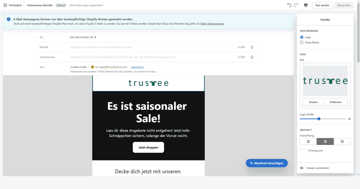 Erstelle schicke Newsletter, um deine Kundschaft auf Aktionen und Sales hinzuweisen