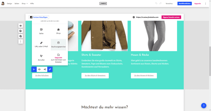 Der Jimdo-Editor ist recht kompakt, dafür aber auch sehr einfach in der Bedienung