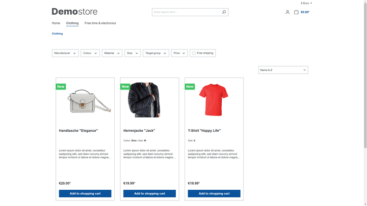Ich habe ein wenig mit dem Demo-Store von Shopware rumgespielt