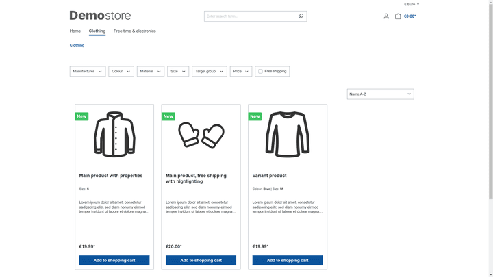 Der Demo-Store gibt dir eine grobe Idee, wie dein späterer Store funktioniert und aussieht