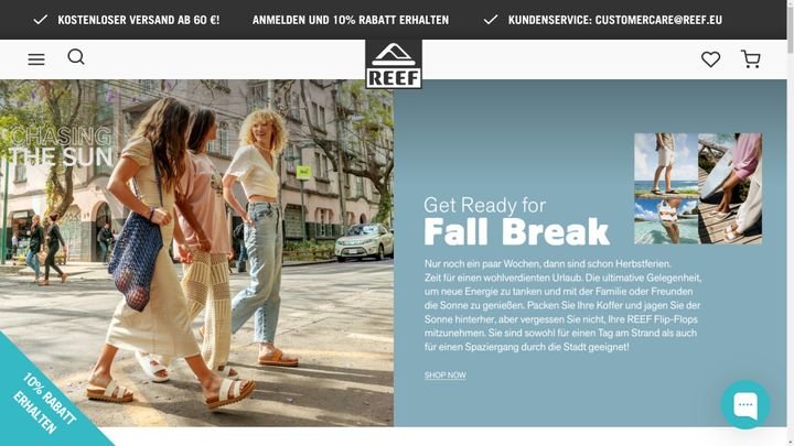Das Modelabel Reef setzt auf ein luftiges Shopware-Design