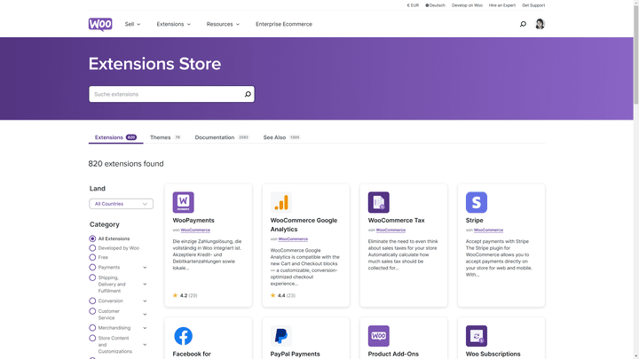 Woo stellt dir 820 spezifische WooCommerce-Extensions zur Verfügung