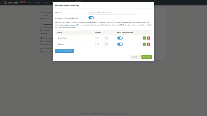 International verkaufen kann mit Webador etwas umständlich werden