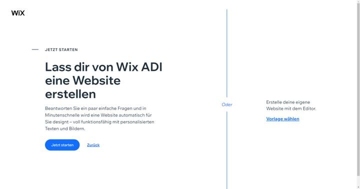 Wix ADI generiert auf Wunsch eine Seite für Sie