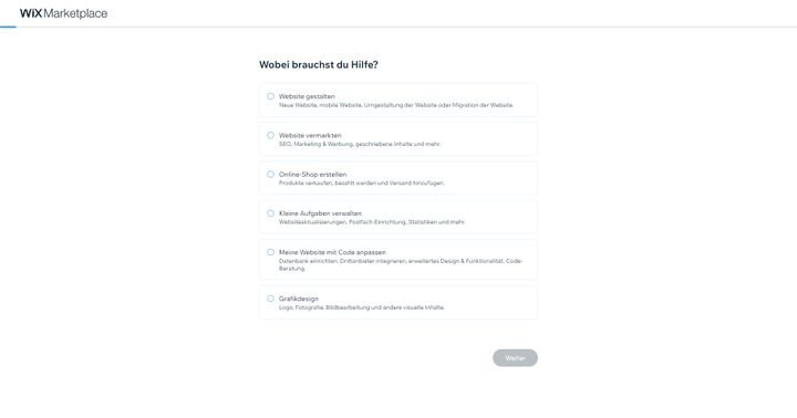 Holen Sie sich professionelle Hilfe auf dem Wix Marketplace