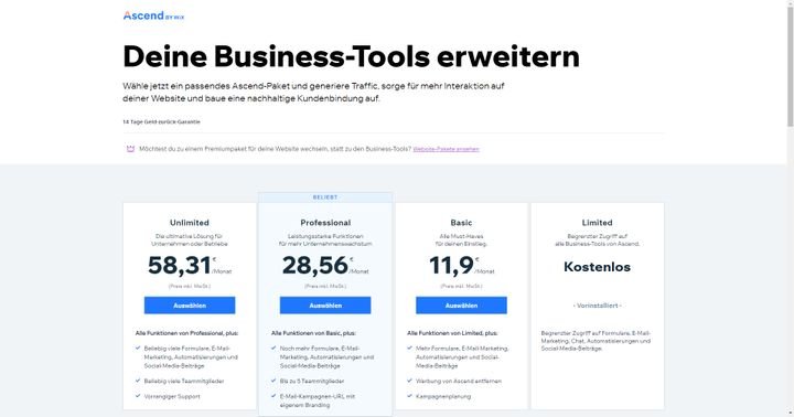 Die Preise der Ascend Premiumpakete