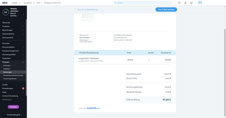 Verfassen Sie Rechnungen und versenden Sie diese per Mail