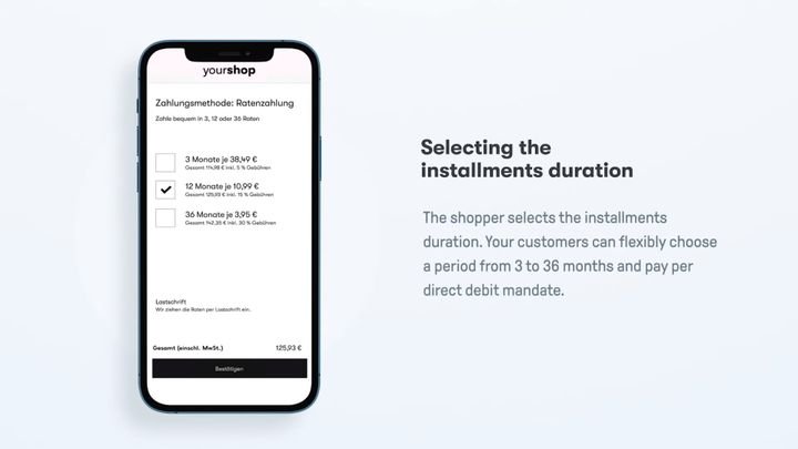 So könnte der Ratenkauf auf dem Endgerät deiner User aussehen