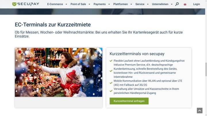 secupay verleiht dir auch für kurze Zeiträume ihre Hardware