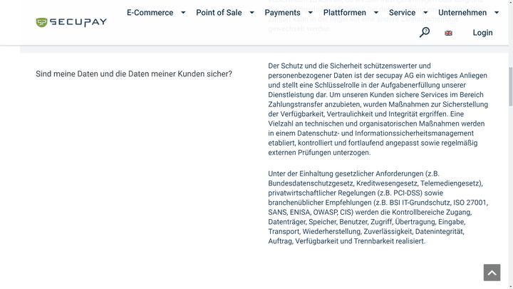 Der Anbieter kommt mit einer Reihe verschiedener Sicherheitsstandards