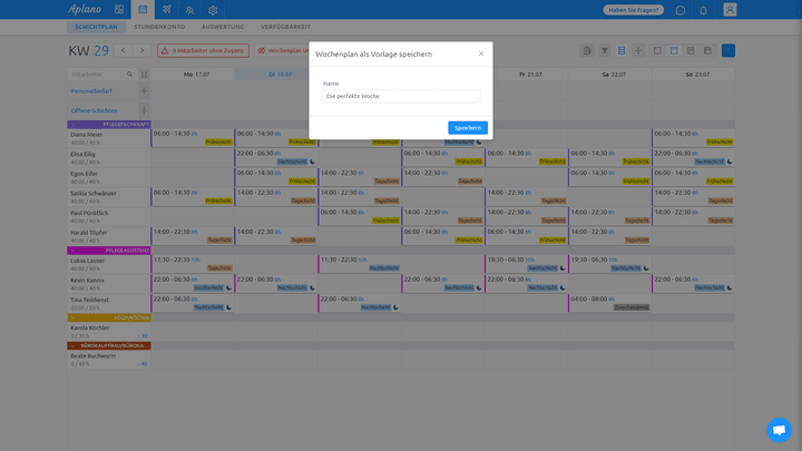 Reduziere deinen Planungsaufwand, indem du perfekte Wochen als Vorlage speicherst und wieder importierst