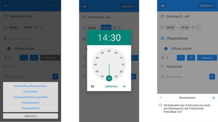 Die mobile App macht ordentlich was her, Schichten musst du aber noch einzeln einplanen