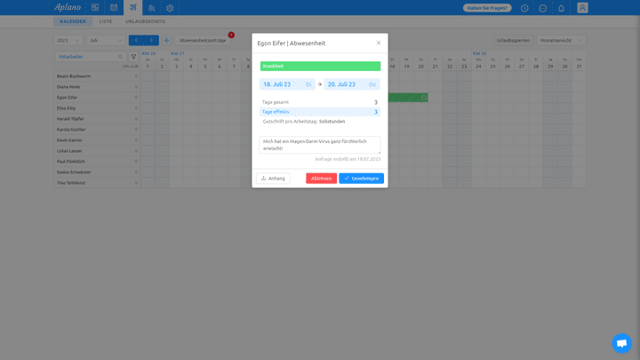 Abwesenheitsanträge landen nur im Urlaubskalender