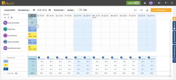 Ein erster Blick auf die Dienstplanung in biduum
