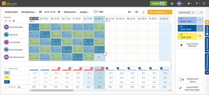 Deinen Dienstplan weiter in die Zukunft zu kopieren, ist schnell und einfach gemacht. Zuerst musste ich dafür die Tage markieren, die ich kopieren wollte.