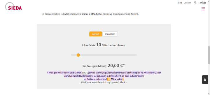 Ab 5 Mitarbeiter:innen musst du die Staffelung beachten