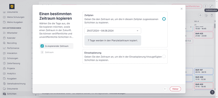 Schichtpläne zu kopieren erfordert ein kurzes Umdenken …