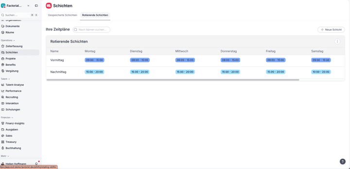 Mithilfe von rotierenden Schichten planst du wochenweise; nützlich, wenn du es oft mit den gleichen Schichten zu tun hast!