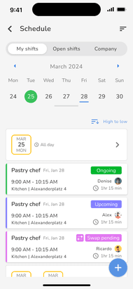 Der Schichtplan von Kenjo ist für deine Mitarbeiter:Innen auch als moderne mobile Version in der App für iOS und Android verfügbar