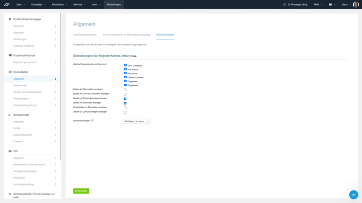 Deaktiviere die Dienstplan-Ansicht komplett, um ungestört zu Ende zu planen