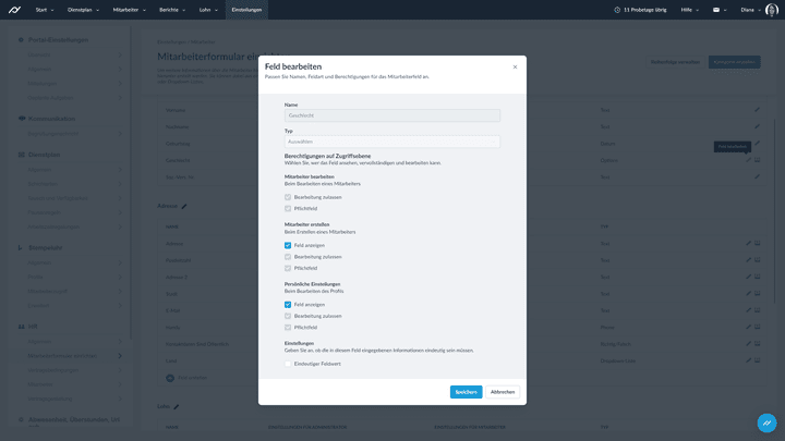 Lediglich die Bezeichnung ist anpassbar, der Inhalt leider nicht