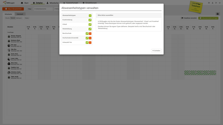 Abwesenheitstypen lassen sich einfach verwalten