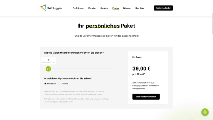 Für jede Preisstaffel bekommst du die gleichen Funktionen