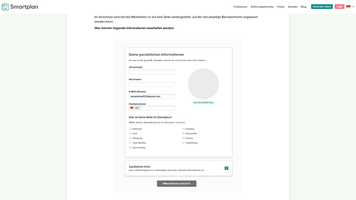Im Mitarbeiterprofil ist nicht viel los, dafür ist es gut auf deine Bedürfnisse anpassbar