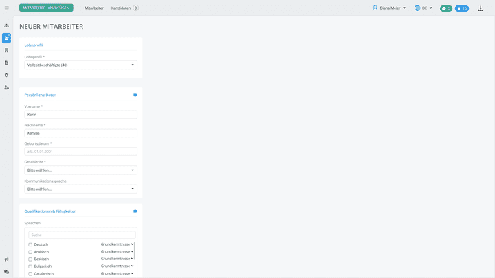 Nimm dir mehr Zeit, um dein Personal anzulegen, Employee Data Fields gibt es nämlich einige!