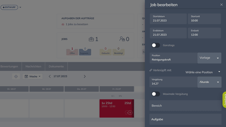 Mit “Jobs” definierst du den zeitlichen und qualitativen Personalbedarf
