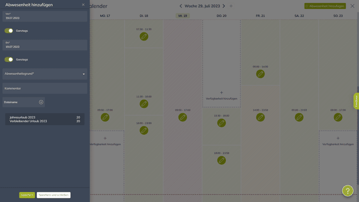 Bei neuen Abwesenheitsanträgen können deine Teammitglieder sogar Dokumente wie Atteste beifügen