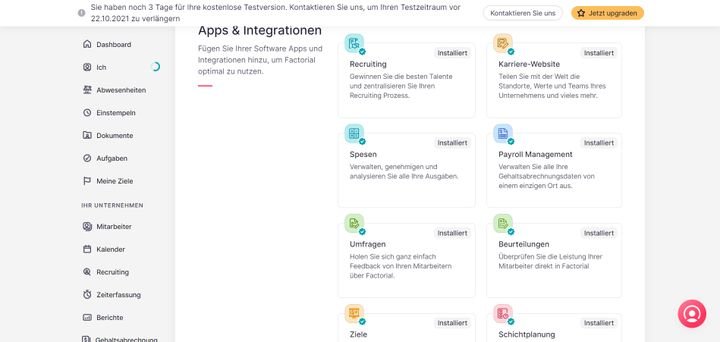 Factorial bietet eine große Bandbreite an Funktionen für alle wichtigen HR-Prozesse