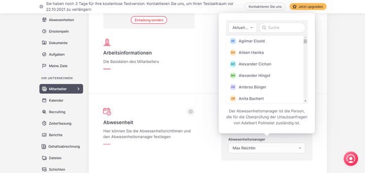 Jedem Mitarbeiter können Sie in Factorial einen eigenen Abwesenheitsmanager als Vorgesetzten zuweisen